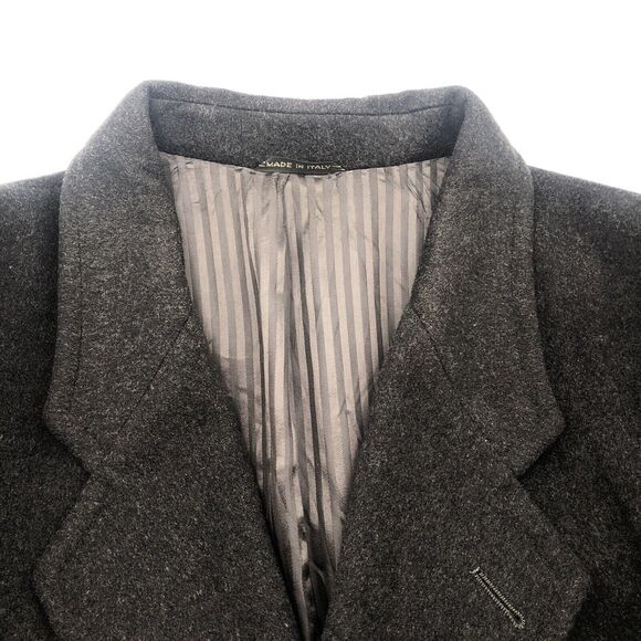Mario Valente Double Breasted Mens Italian Wool Overcoat Size 44S Charcoal Gray - Picture 2 of 11